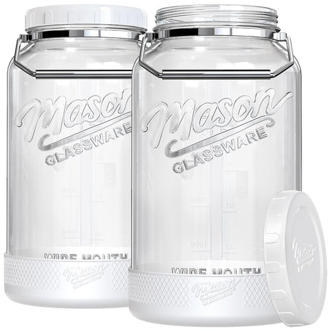 Dwbligt one and a half gallon jar with wide mouth for easy filling and cleaning.