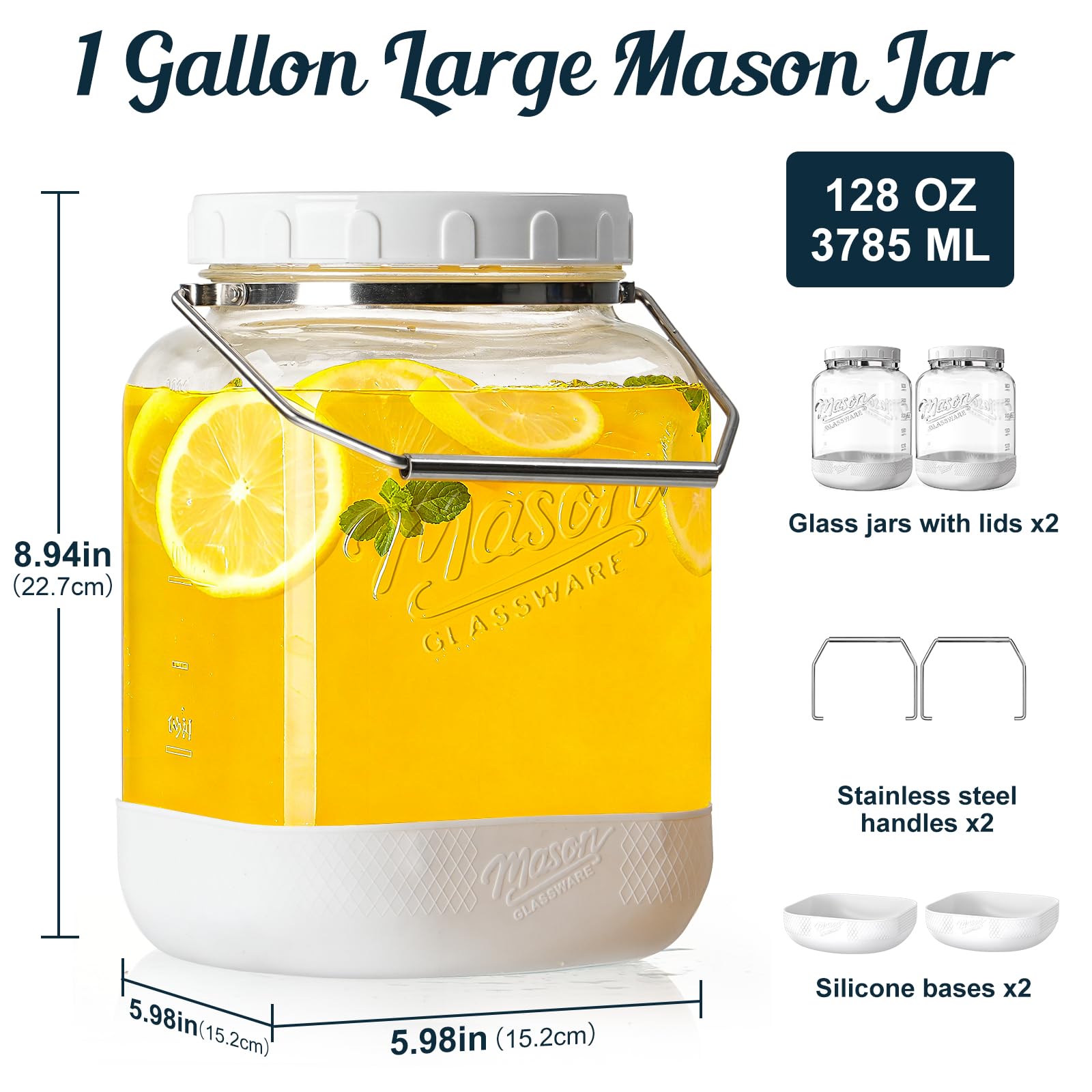 Dwbligt square glass jar with scale marks for measurement