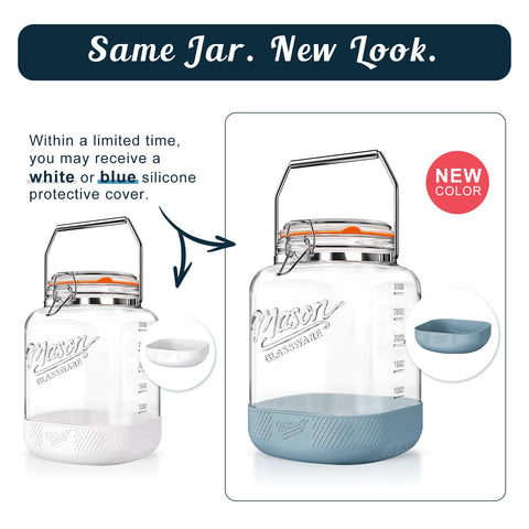 Dwbligt square jar includes a stainless steel handle for simple transport.