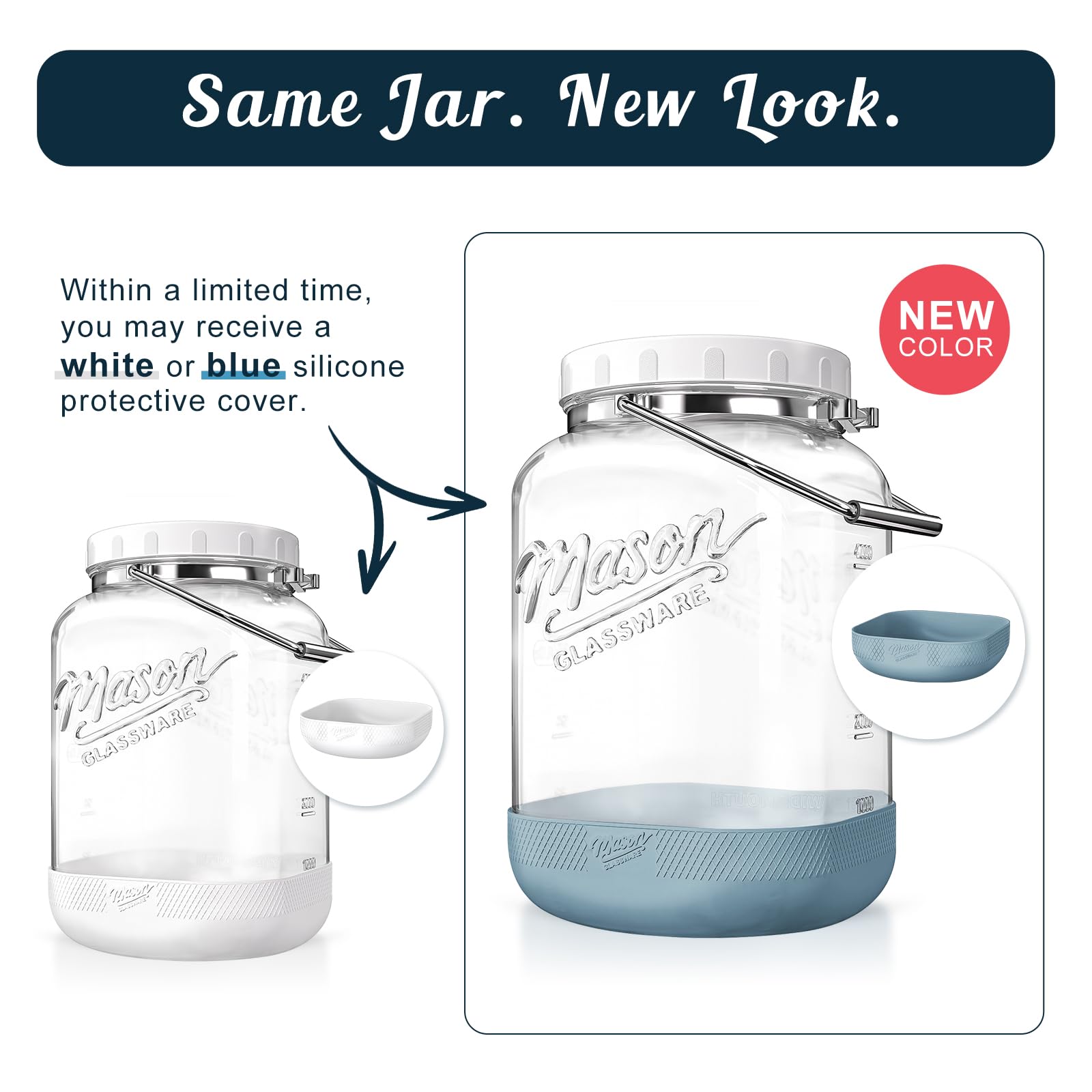 Dwbligt wide-mouth jar with scale marks for easy measuring and filling.