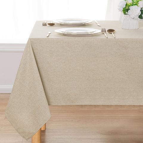 DWCN faux linen tablecloth beige 60x120 close-up texture for elegant dining