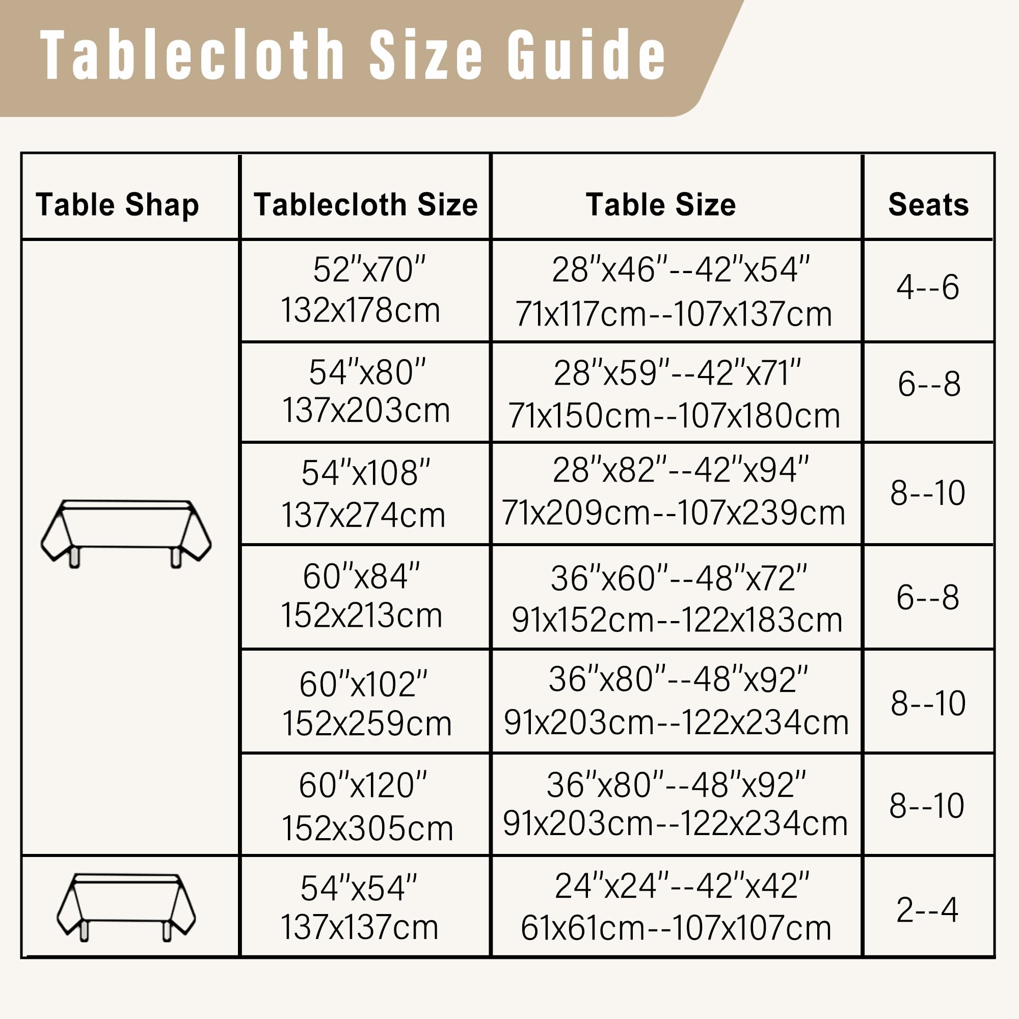 DWCN easy care beige tablecloth simple wipe or machine wash