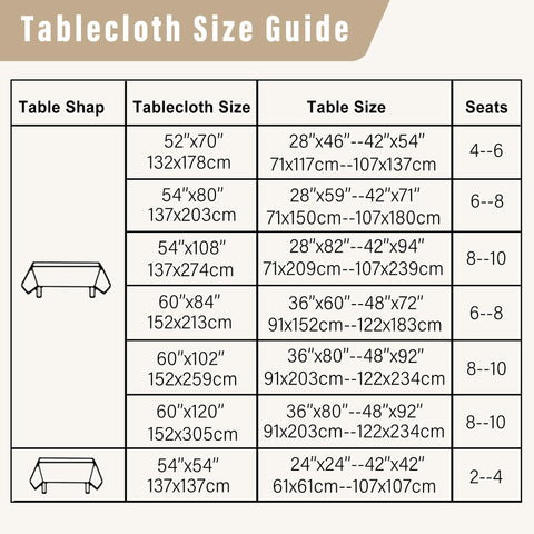 DWCN easy care beige tablecloth simple wipe or machine wash