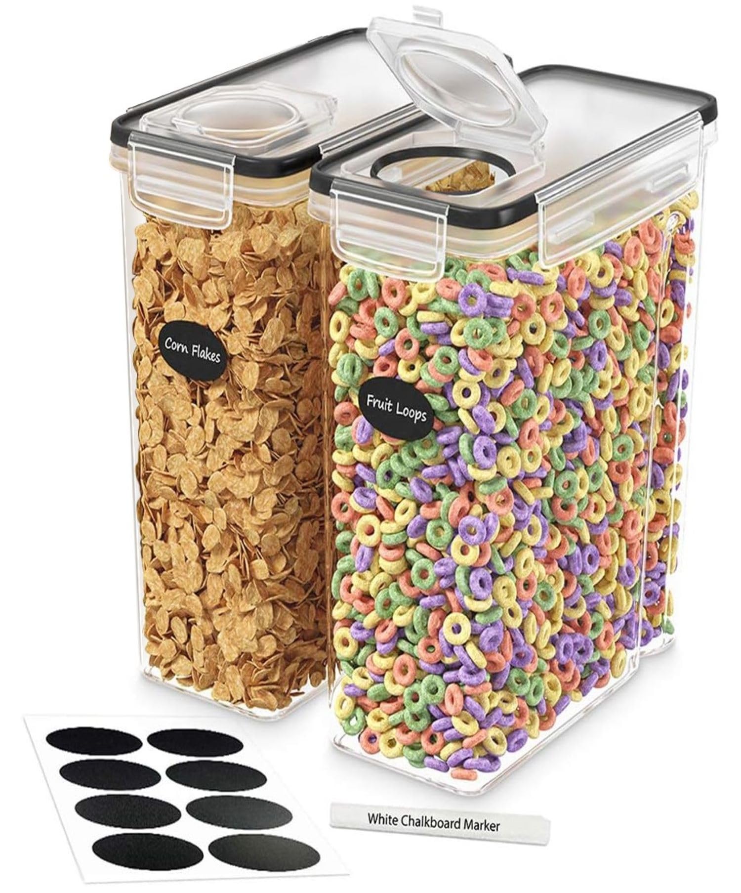DWËLLZA KITCHEN cereal dispenser 2-pack with clear bodies for quick checks and freshness