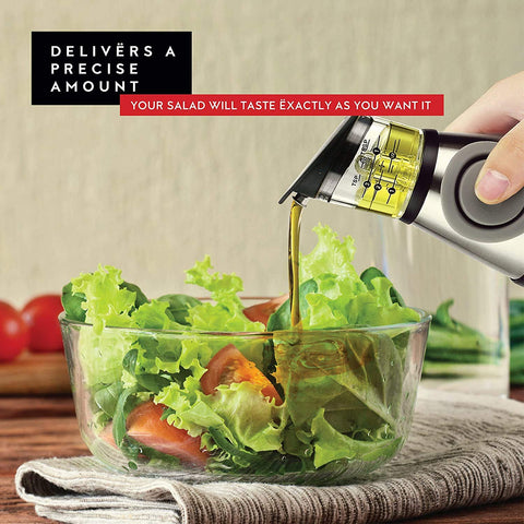 DWËLLZA KITCHEN bottle set blends clear glass with a sleek stainless lid.
