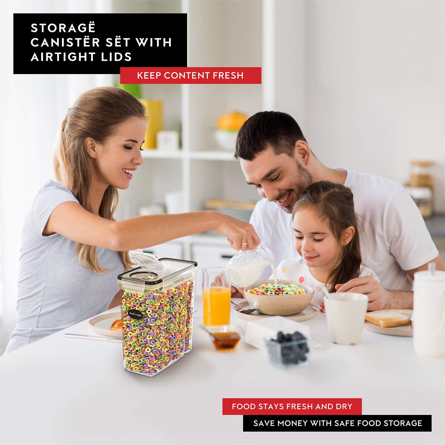 DWËLLZA KITCHEN versatile pantry storage for flour, sugar, rice, or pasta.