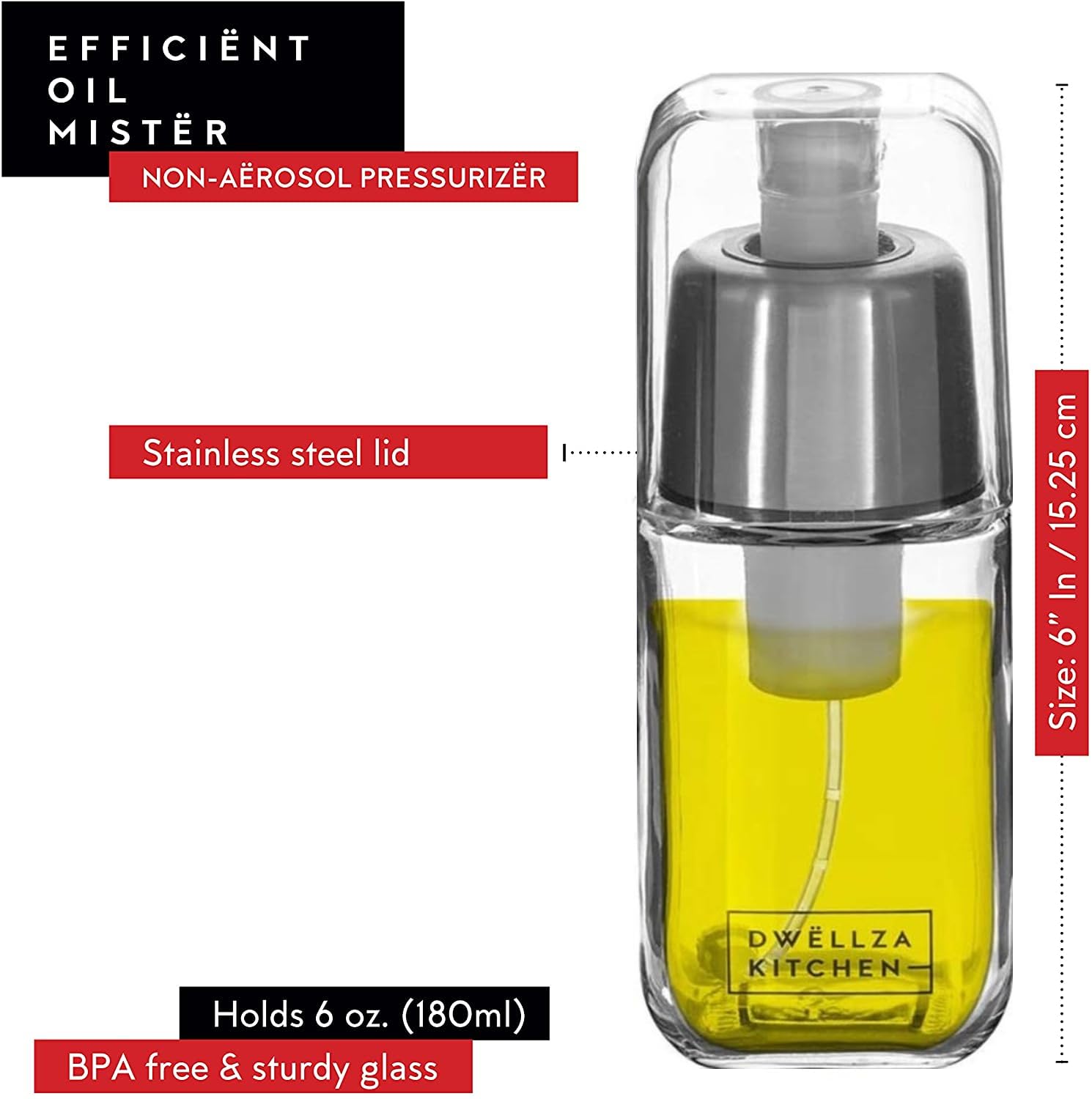 DWËLLZA KITCHEN measuring top enables accurate oil portions for dressings.