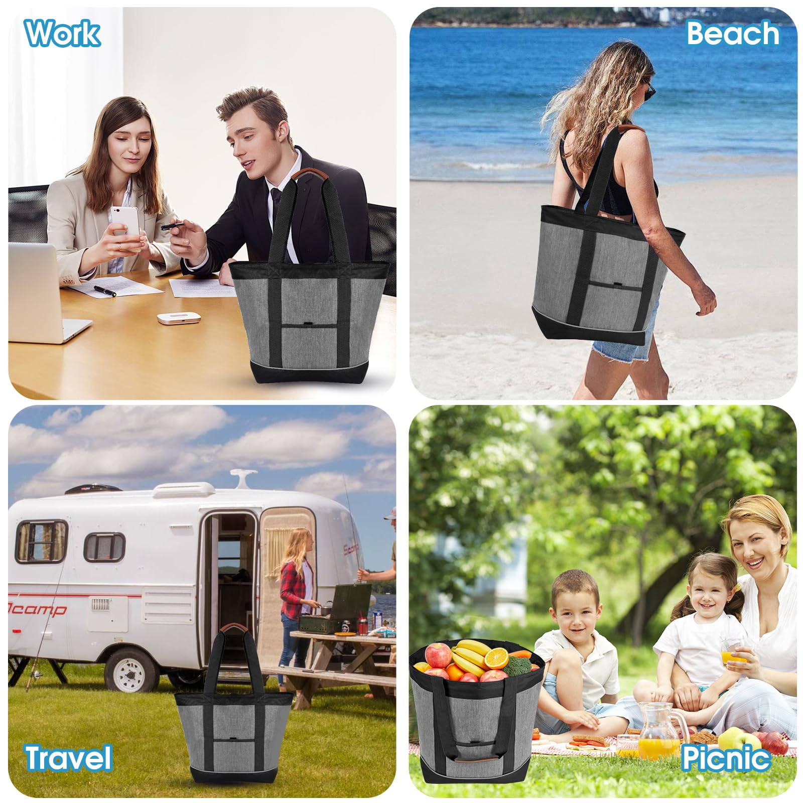 Dwscroad insulated cooler bag leather handles for comfortable carrying.