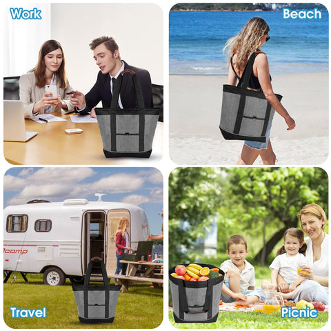 Dwscroad insulated cooler bag leather handles for comfortable carrying.