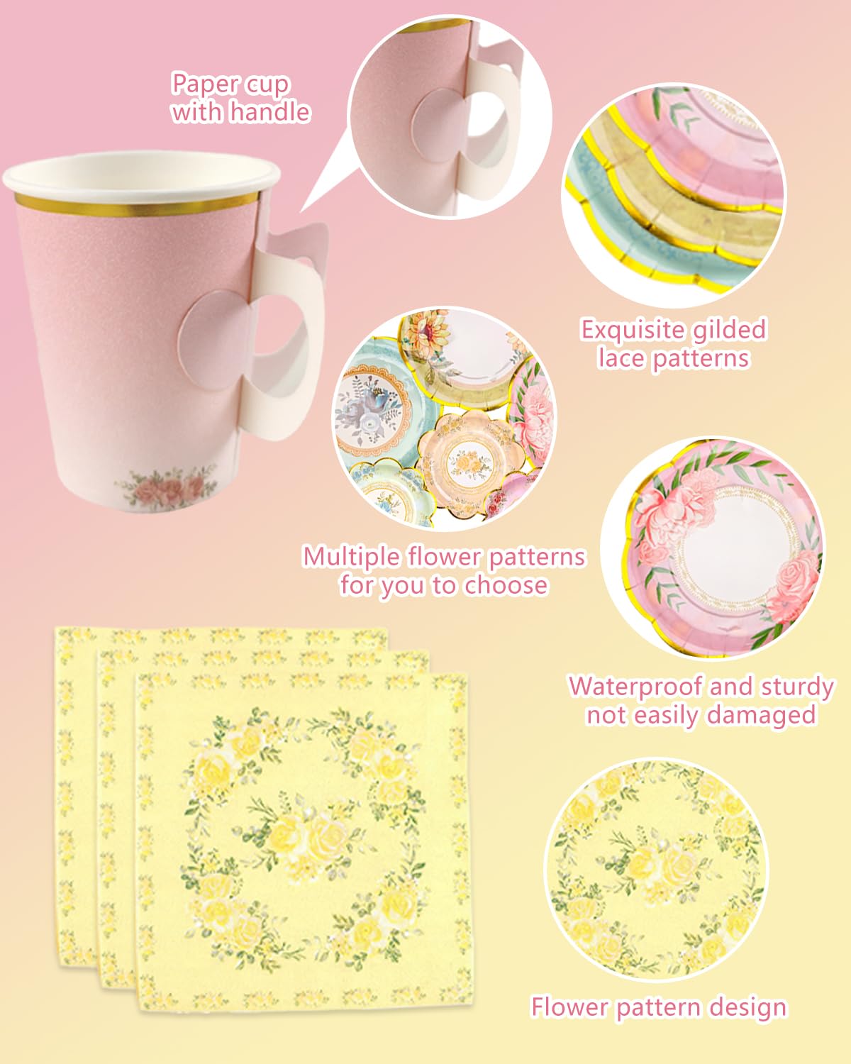 Dwsiplytg floral 9-inch plates are sturdy and stylish for desserts and entrees.