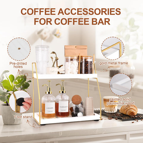DWTS coffee bar station with white trays and storage capacity
