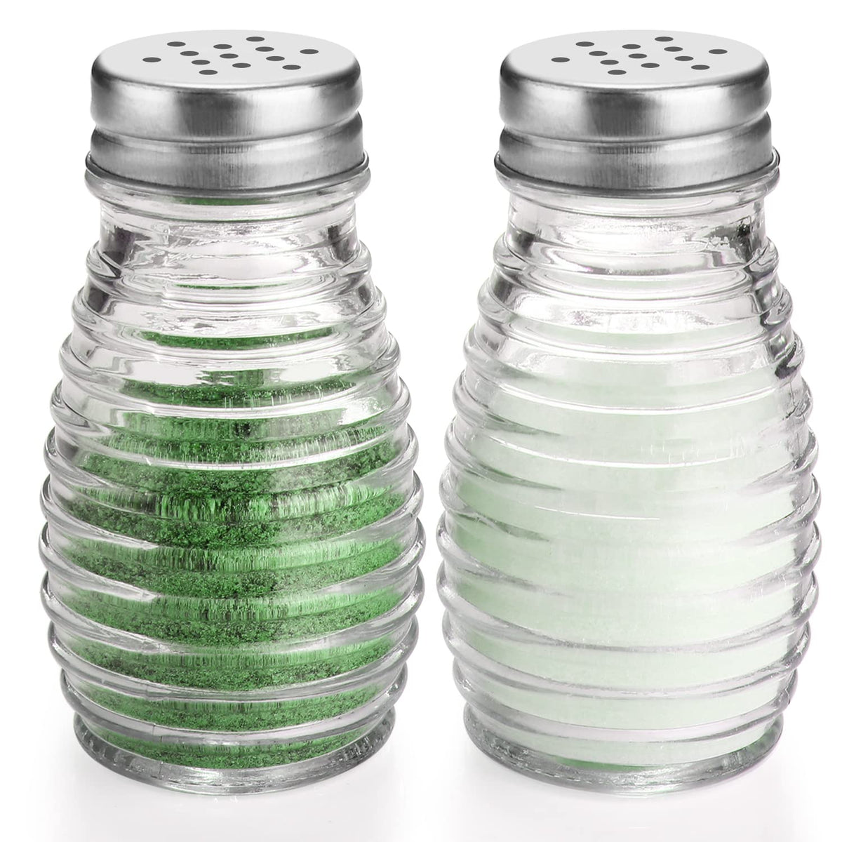 DWTS Danweitesi glass salt and pepper shakers in oval design, easy to refill.