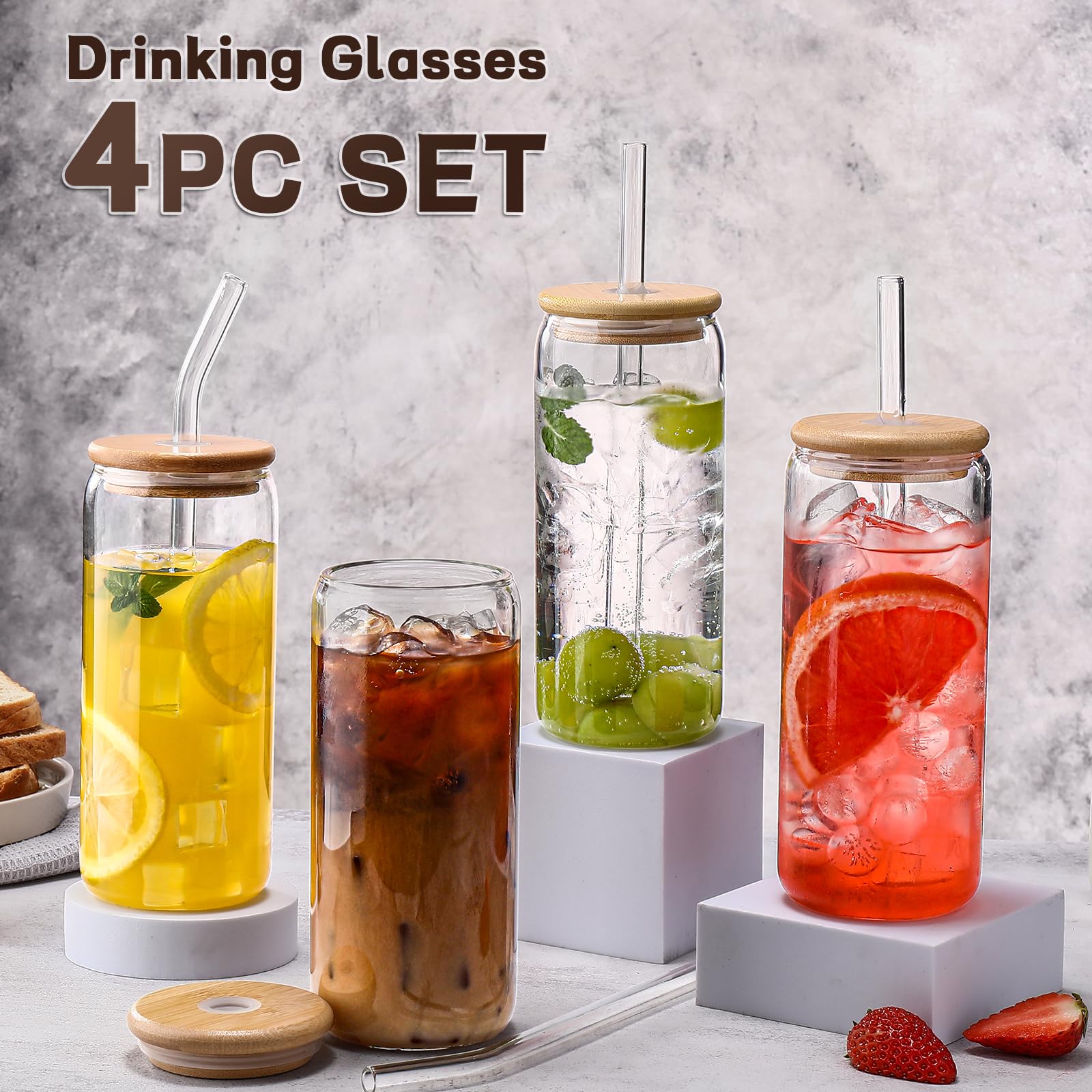 DWTS Danweitesi glass straws inside the cup for easy sipping and cleaning.