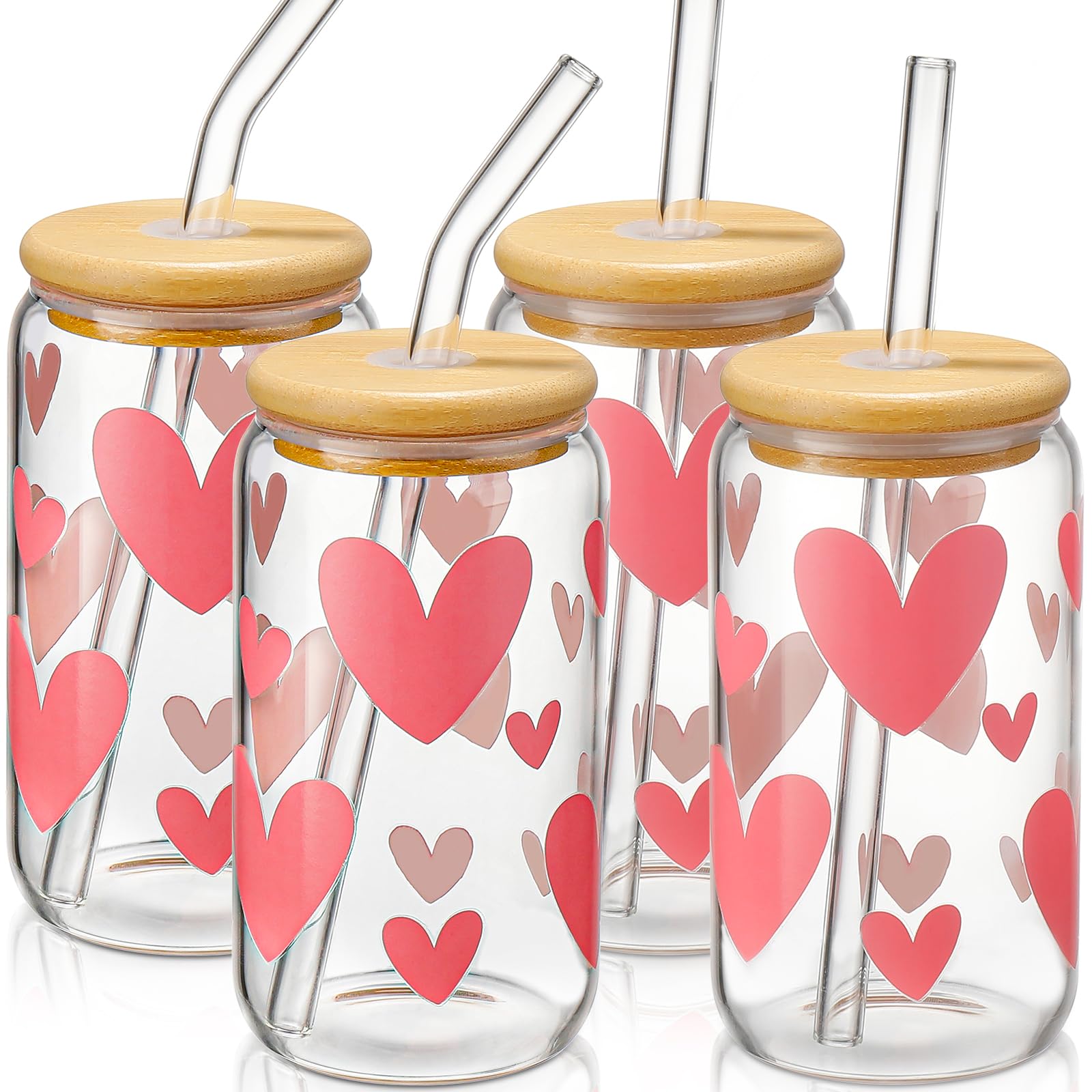 DWTS DANWEITESI pink hearts design 16 oz tumbler for stylish sipping
