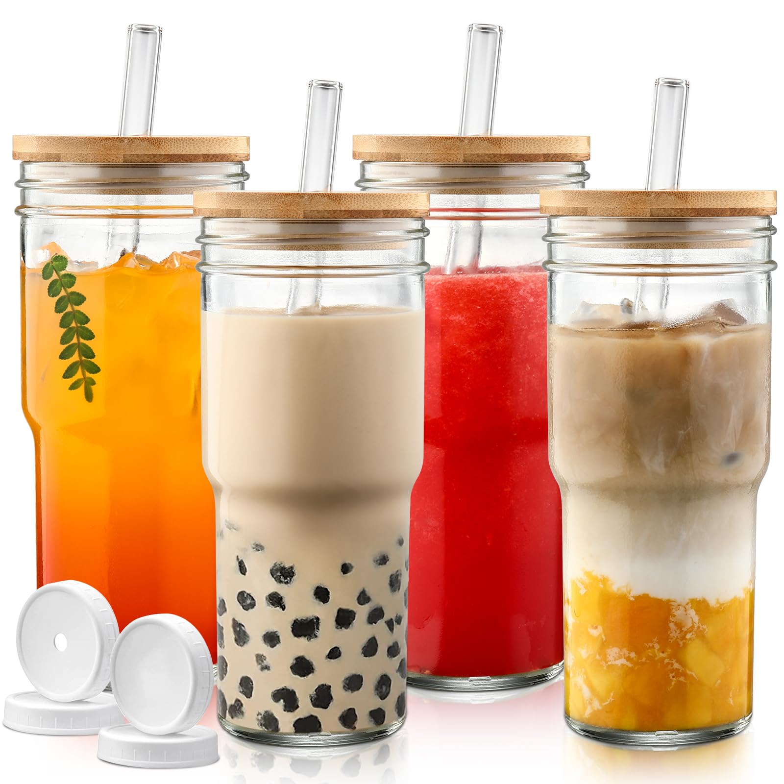 DWTS DANWEITESI mason jar with lid and straw for iced coffee on the go