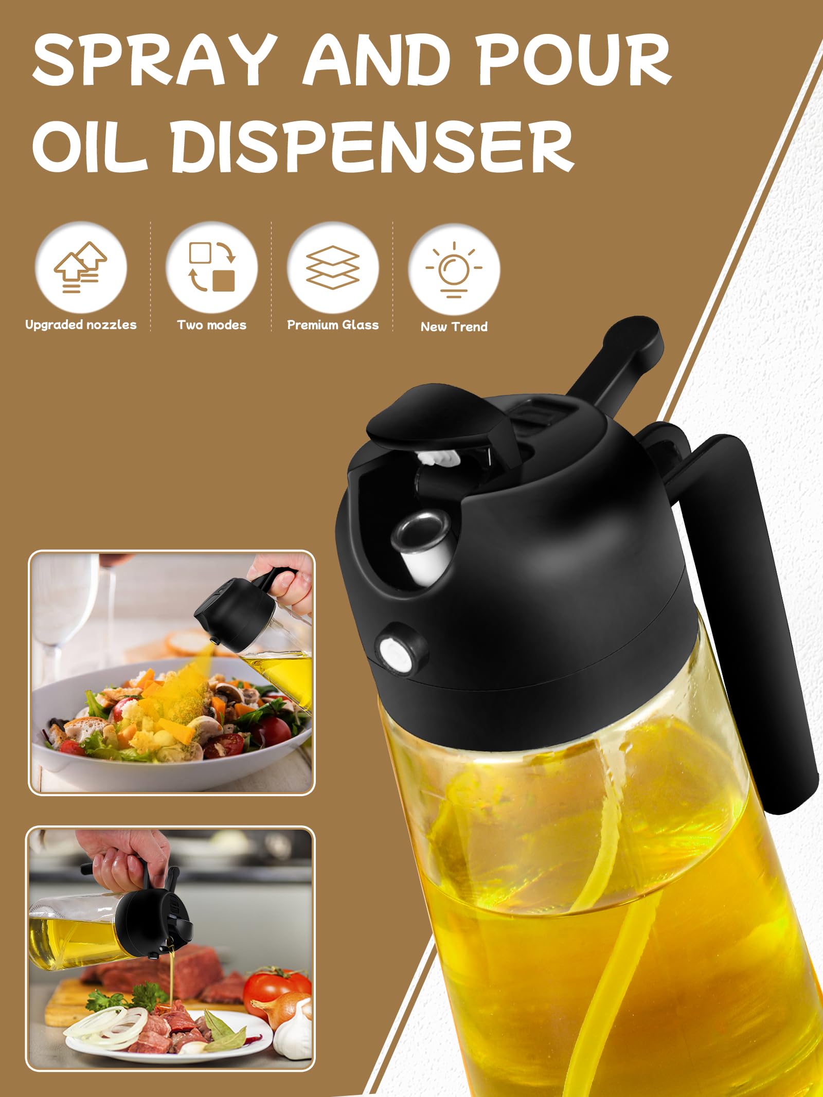DWTS DANWEITESI oil sprayer nozzle action for quick mist in cooking.