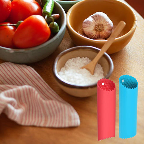 DXary garlic peeler set top-hole storage keeps tools dry and ready