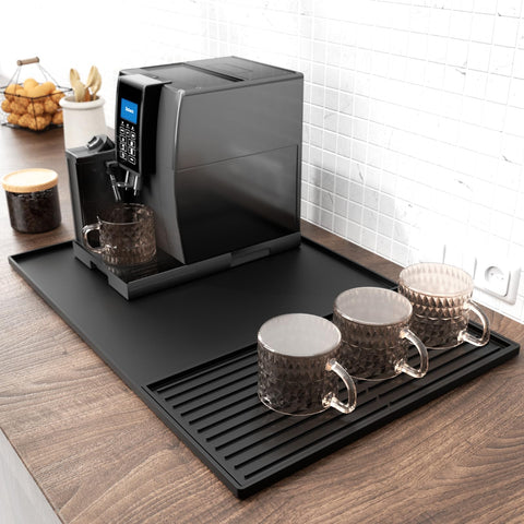 DXOKNQG silicone coffee mat cleans easily with a wipe or rinse after use.