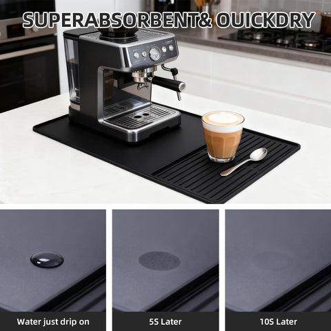 DXOKNQG silicone coffee mat provides heat protection for countertops during brewing.