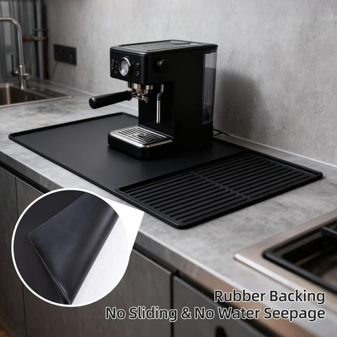 DXOKNQG silicone coffee mat features a non-slip surface for stable mugs and accessories.
