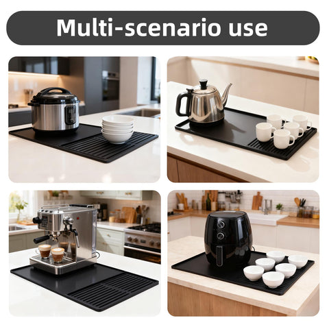 DXOKNQG silicone coffee mat is a versatile kitchen accessory for bars, counters, sinks, and more.