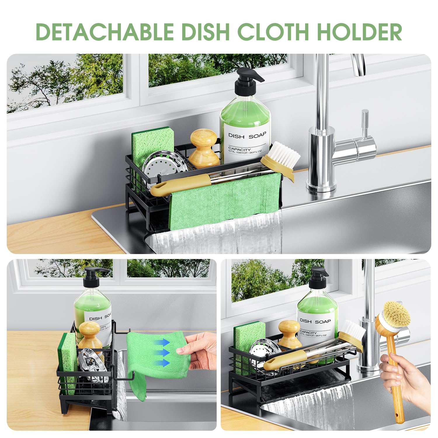 DYFVREN detachable dish cloth holder enables quick access and drying.