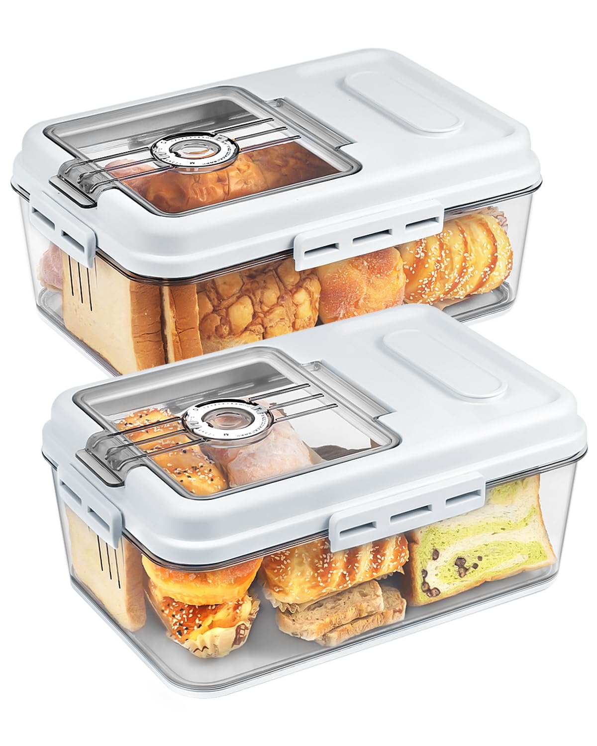 Dynta 2-pack bread box with time dial for date tracking and freshness