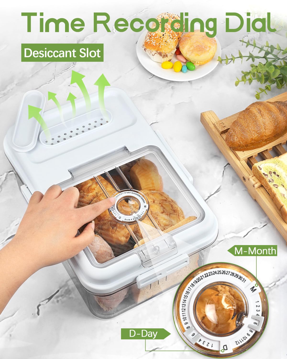 Dynta magnetic flip-top lid for easy bread access