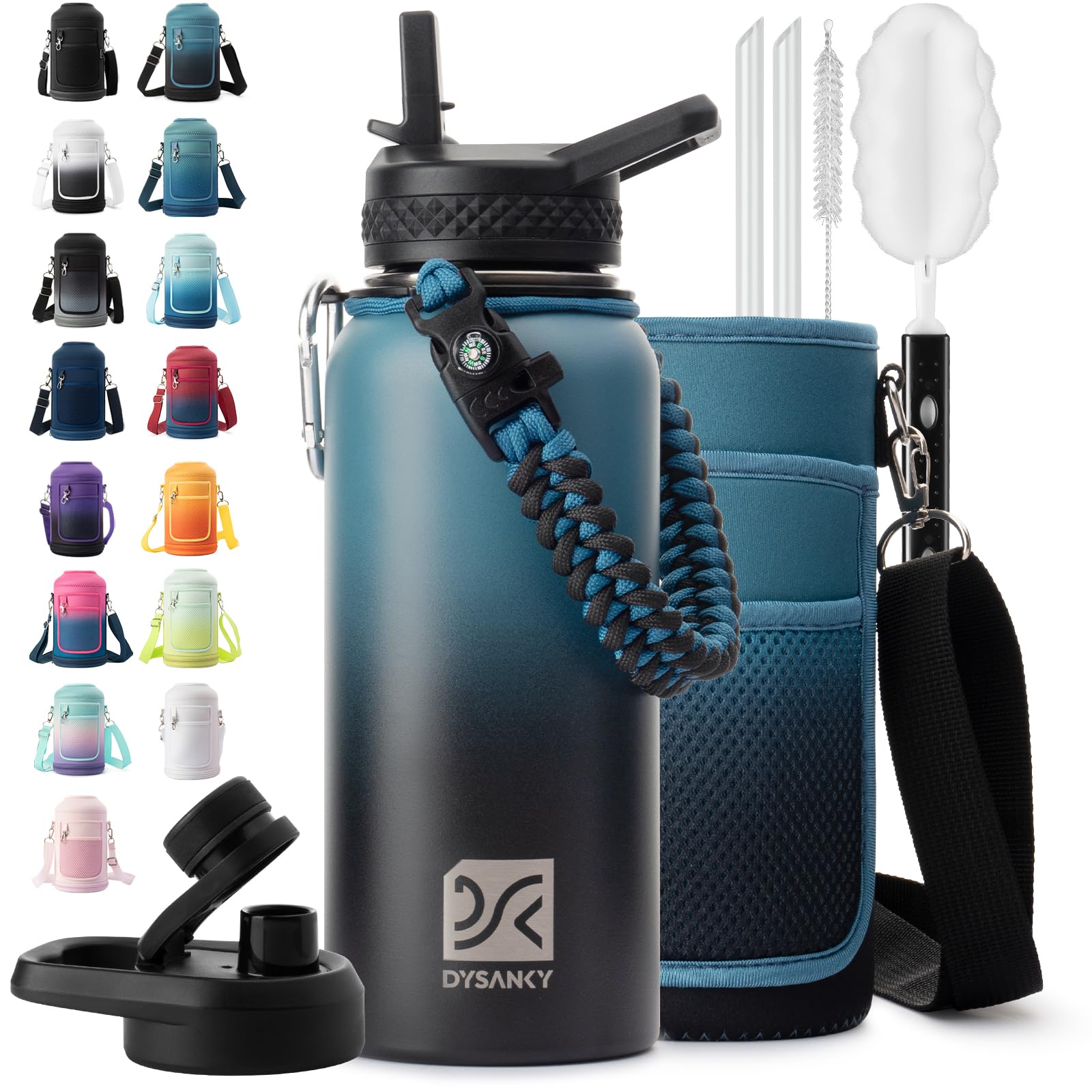 DYSANKY 32 oz insulated water bottle cap with secure lid for leak-free hydration