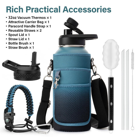 DYSANKY 32 oz insulated water bottle straw for easy sipping on the go