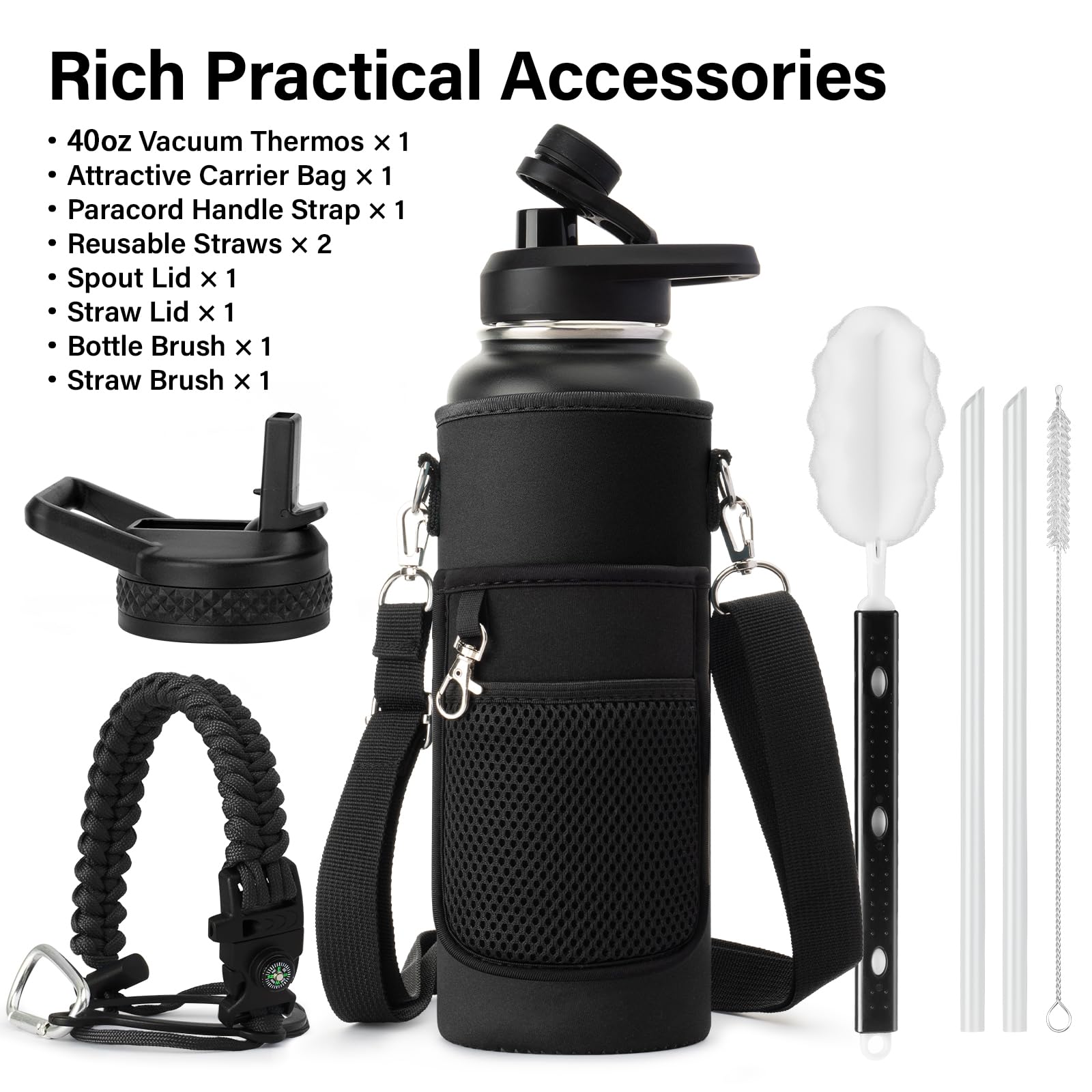 DYSANKY 40 oz insulated bottle side view highlights thick walls for long-lasting cold drinks