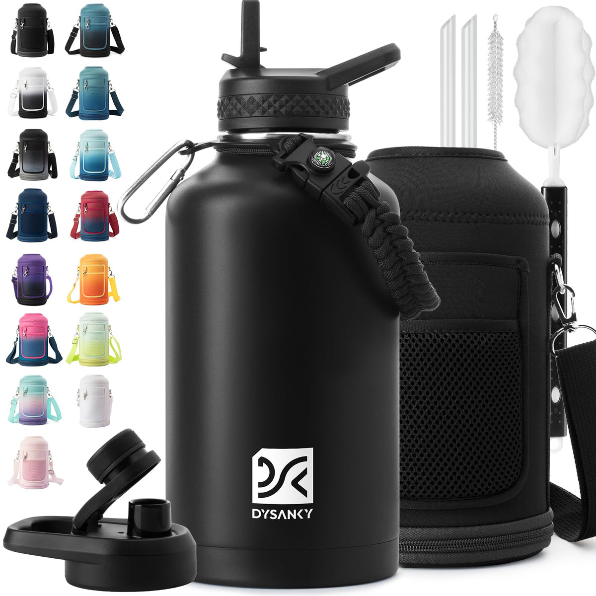 DYSANKY 64 oz insulated bottle with multilayer wall for temperature control during outdoor use