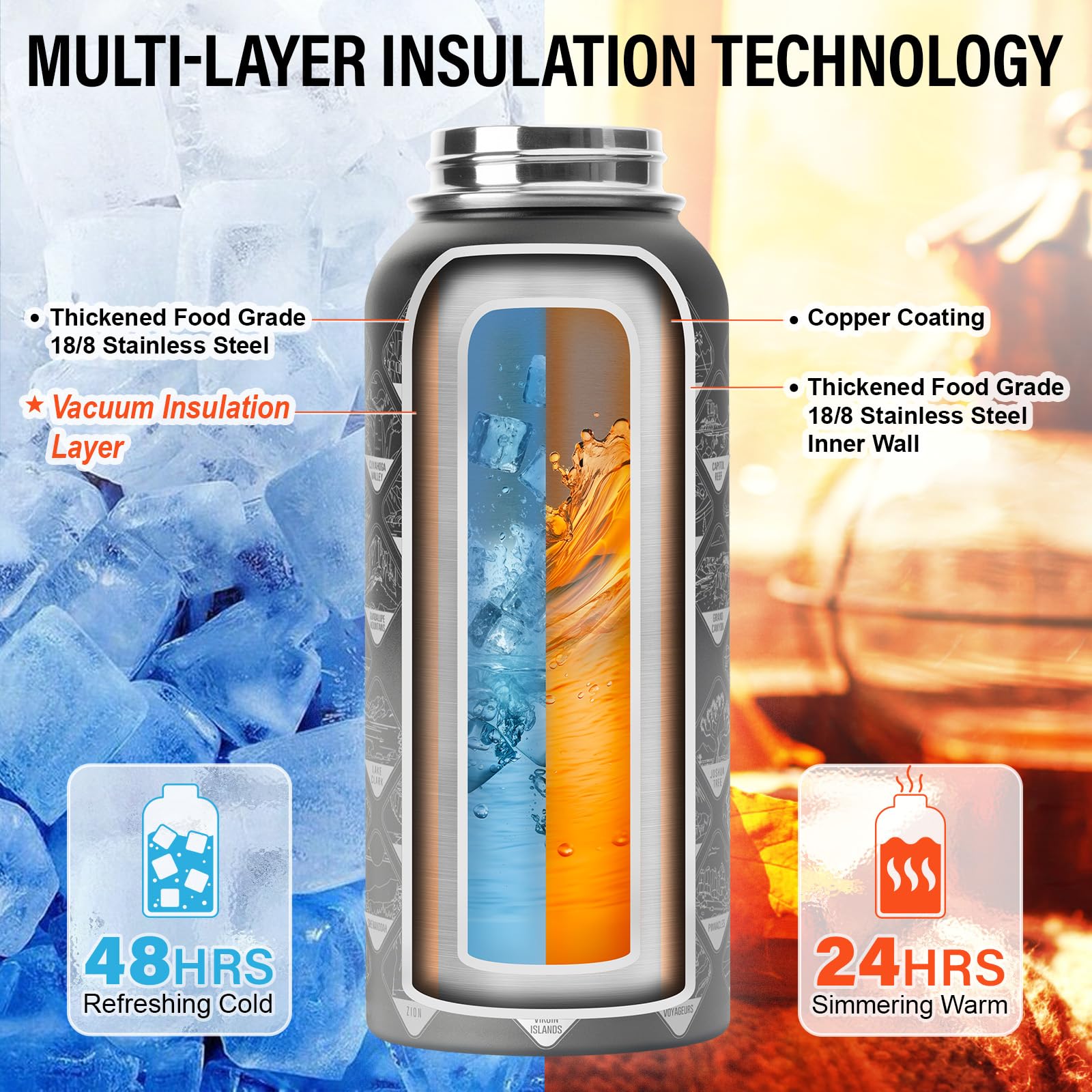 DYSANKY insulated bottle keeps drinks cold during outdoor adventures.