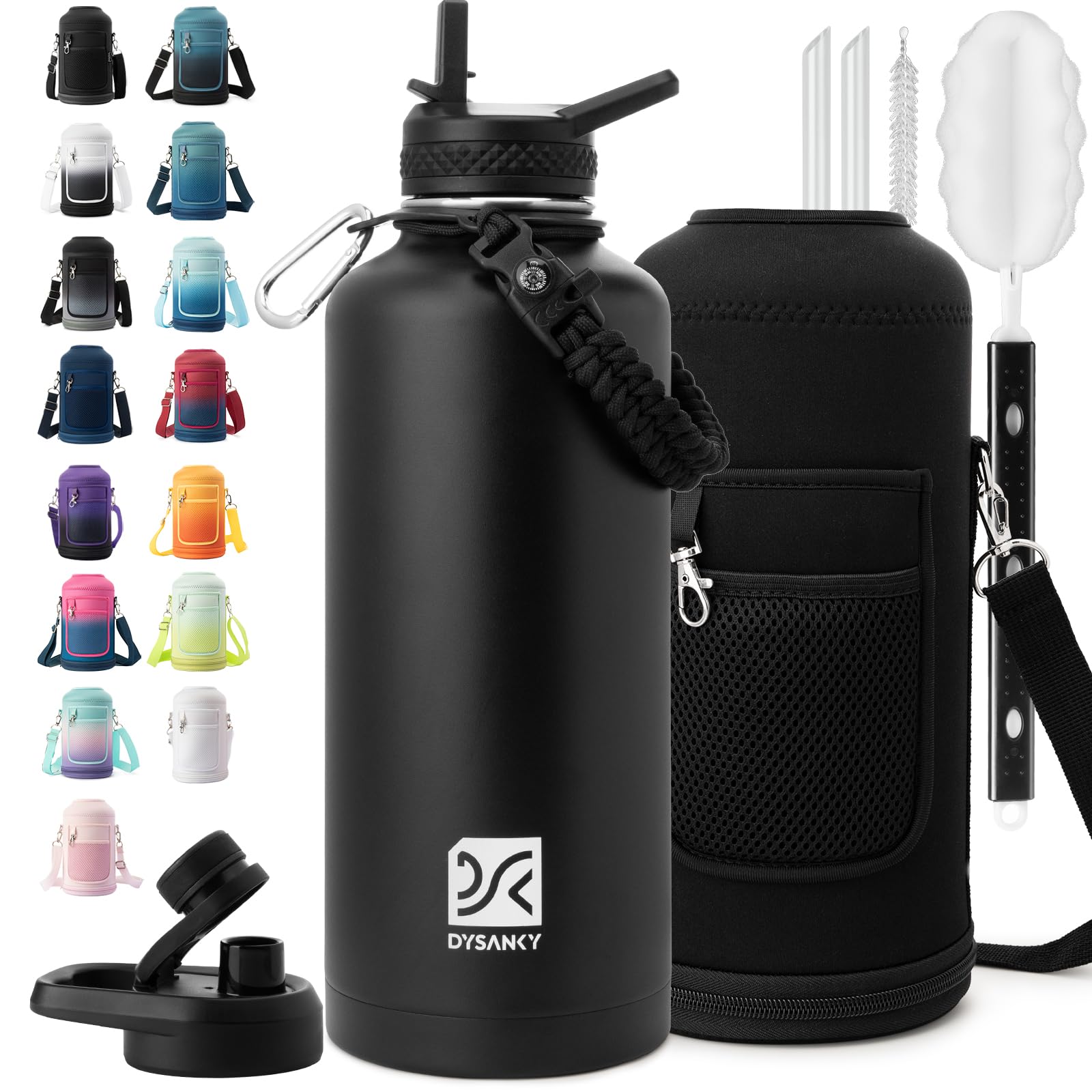 DYSANKY insulated bottle with straw for easy sipping during workouts.