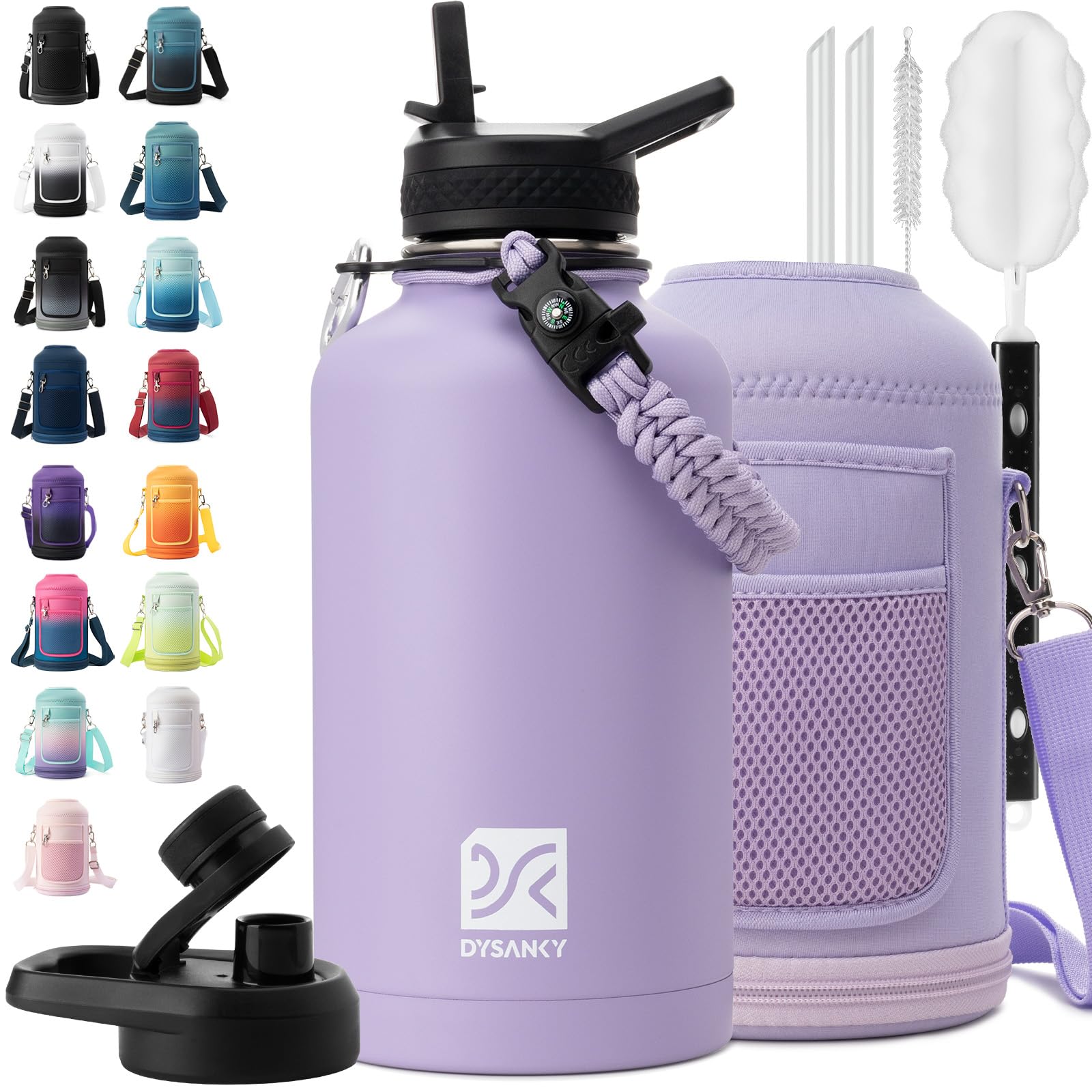 DYSANKY insulated water bottle 64oz for all-day hydration on hikes.