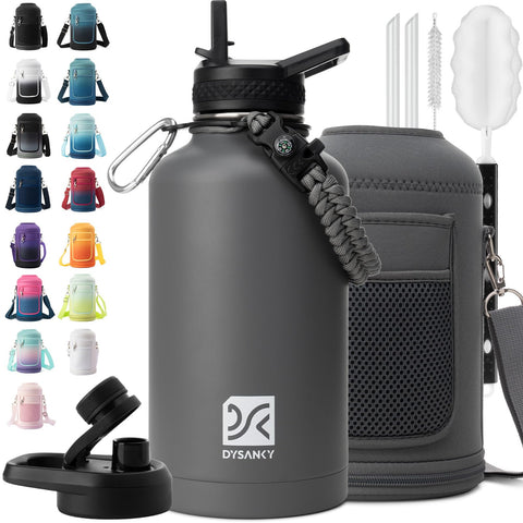 DYSANKY insulated bottle with straw for easy sipping on hikes and workouts.