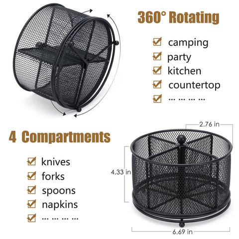DysanVica metal silverware holder stands upright with a weighted base to prevent tipping.