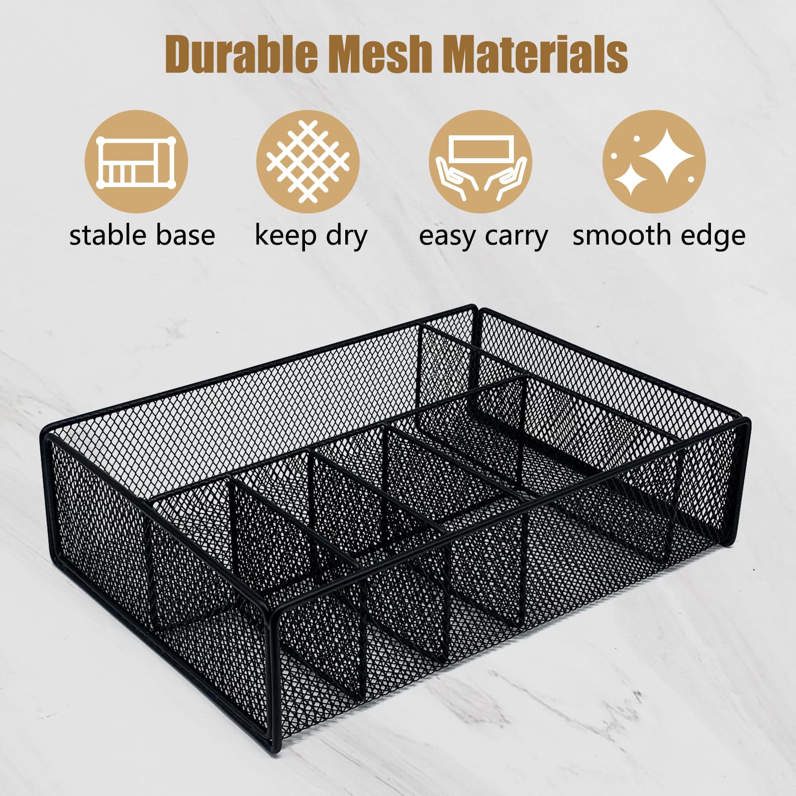 DysanVica silverware caddy with open-top design provides easy utensil access.