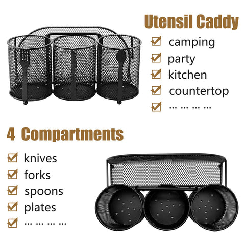 DysanVica Black metal mesh holder emphasizes durability and ventilation for quick-dry utensils.