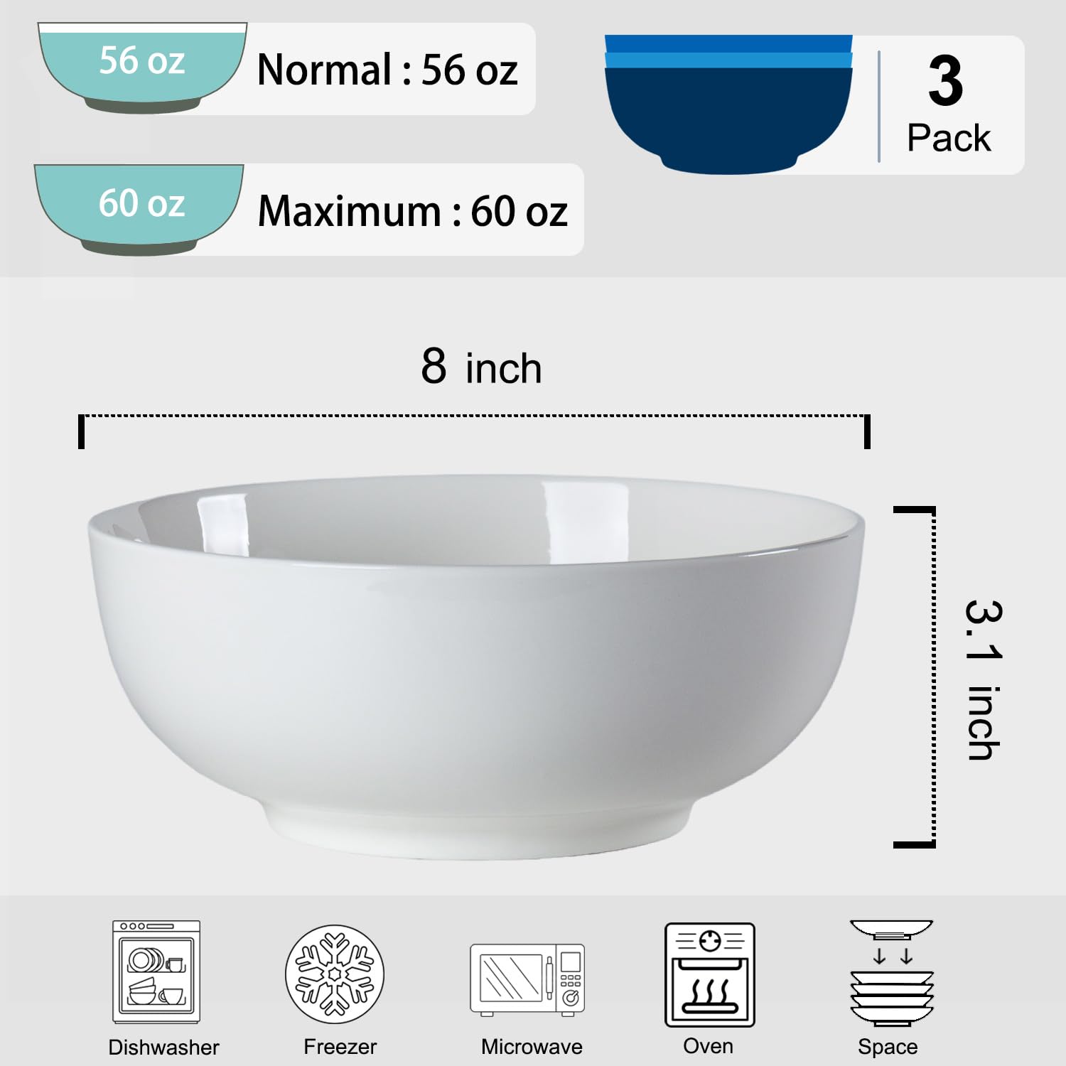 Dyware 8-inch pho bowl with sleek design ideal for elegant table presentation.