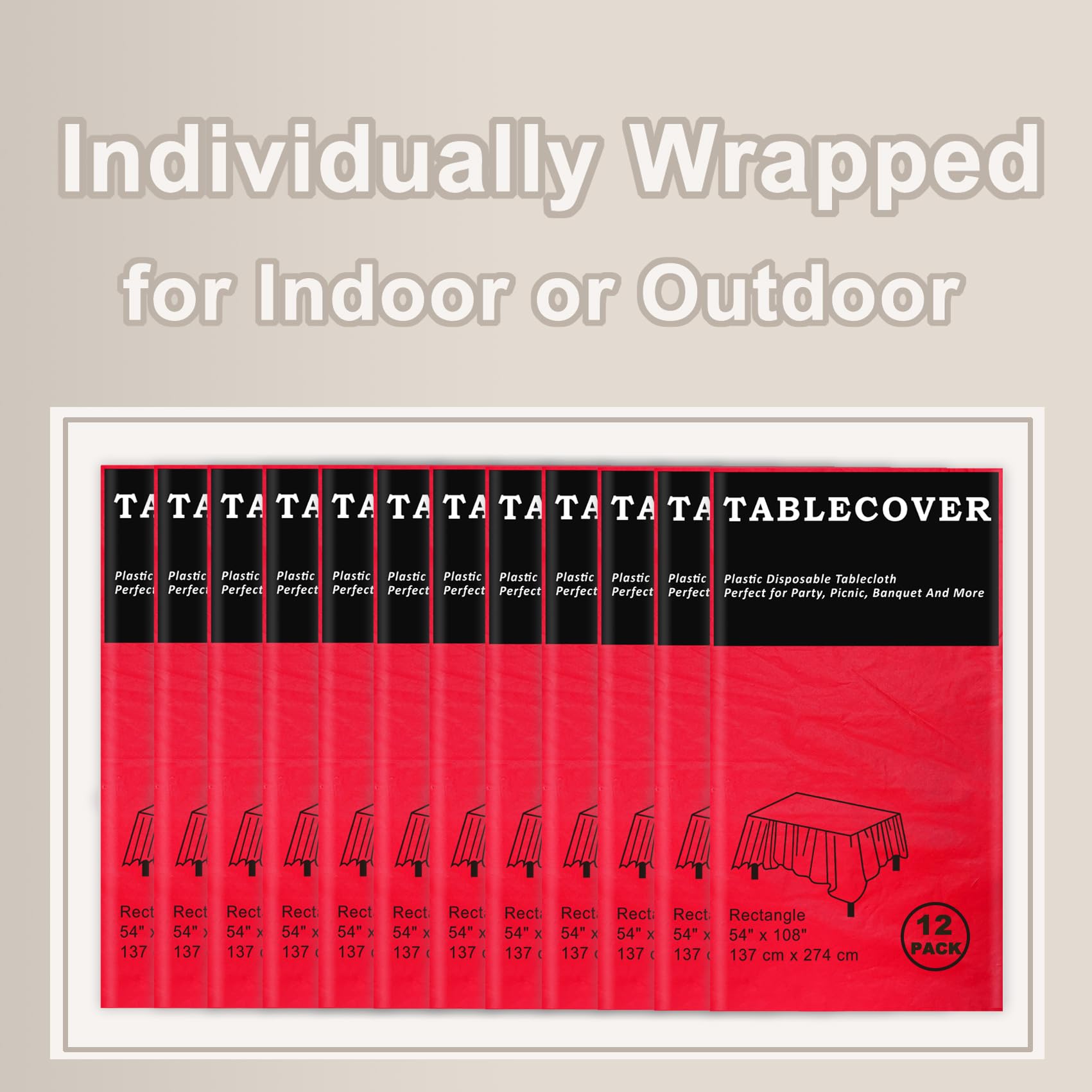 D&Z 12-pack disposable tablecloth simplifies post-event cleanup.