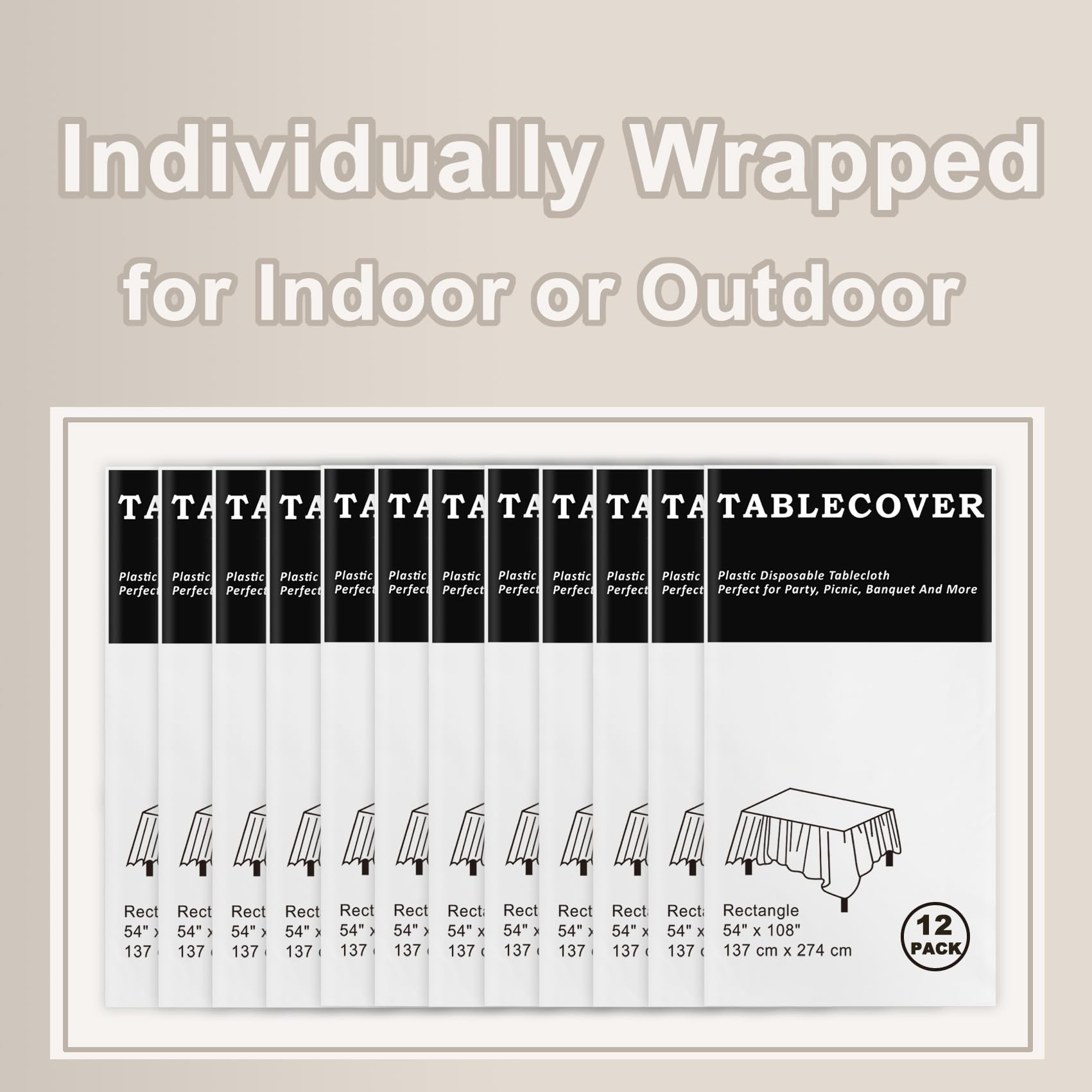 D&Z 12-pack white tablecloths for weddings and birthdays