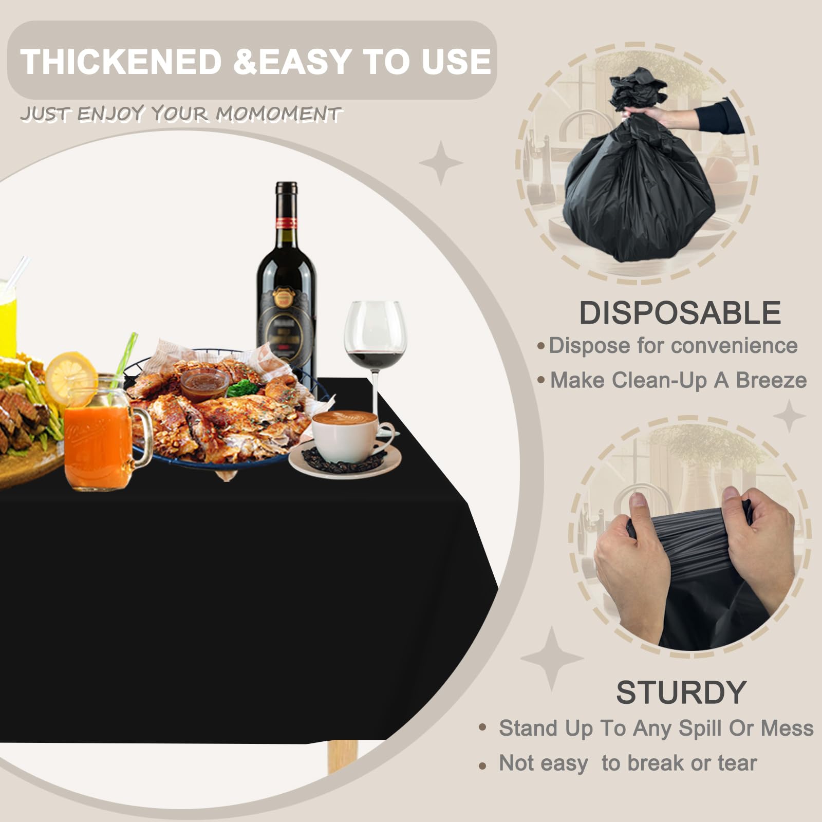 D&Z disposable tablecloths are individually wrapped for easy, on-the-go setup.