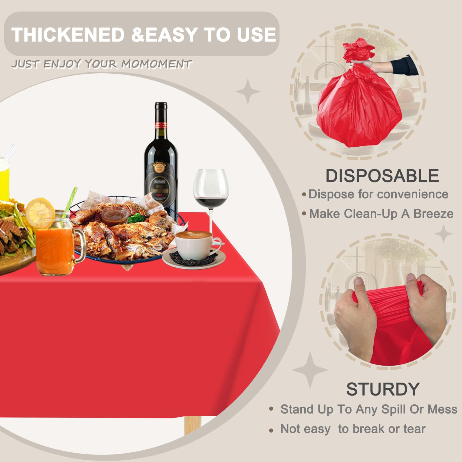 D&Z tablecloth suitable for indoor and outdoor use with spill resistance.