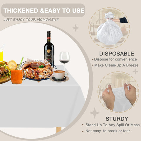 D&Z white rectangle tablecloth suitable for indoor and outdoor events