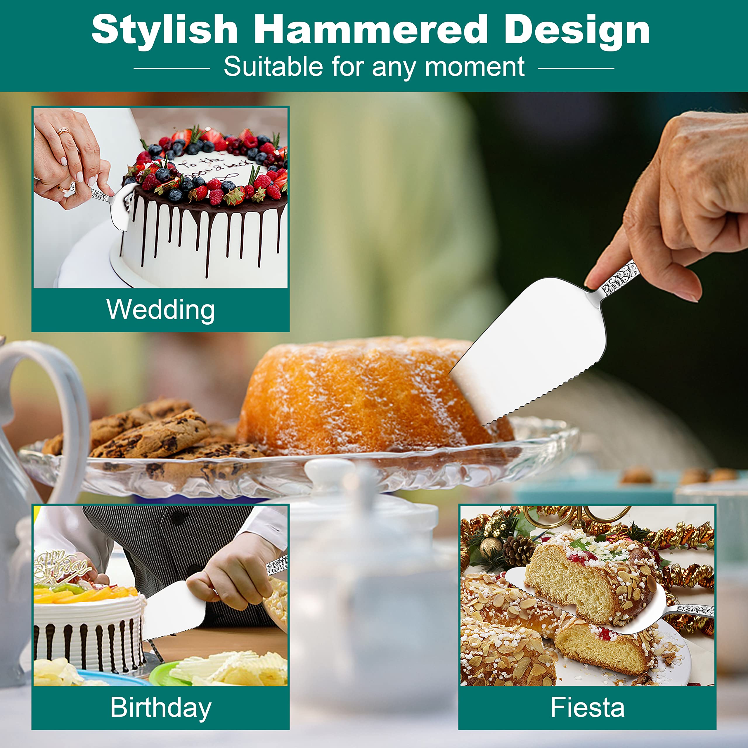 E-far 5-piece cake server set ready for parties and hosting.