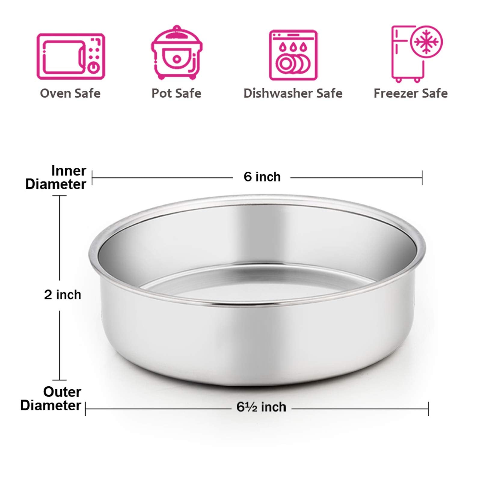 E-far 6 inch pan set dishwasher safe for quick cleanup after baking.