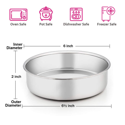 E-far 6 inch pan set dishwasher safe for quick cleanup after baking.