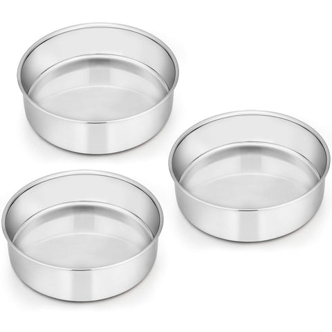 E-far 6 inch cake pan with mirror finish for easy release and even browning.
