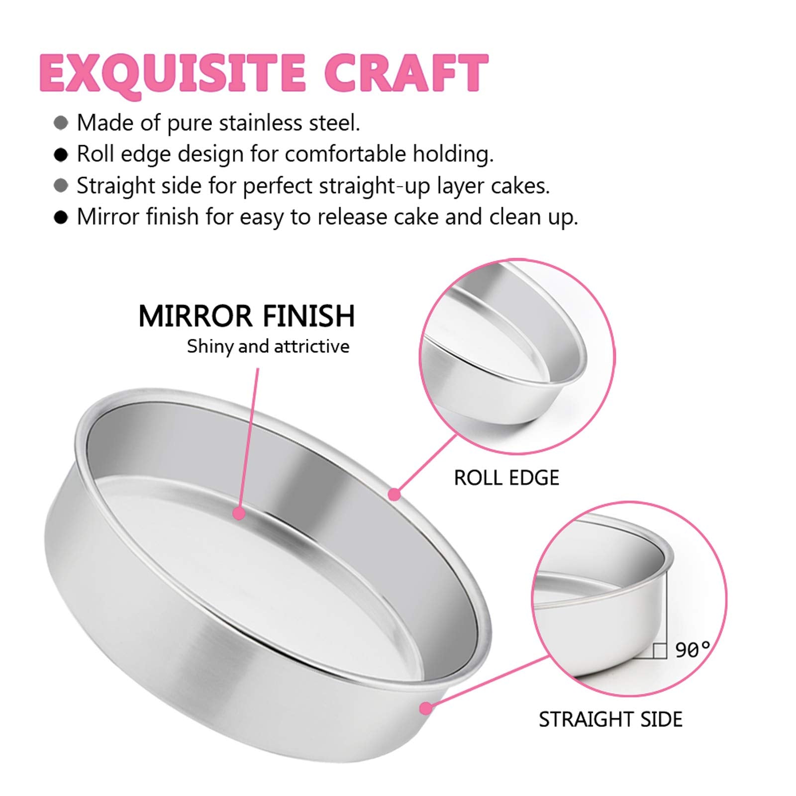E-far pan featuring rolled edge for comfortable handling during use.